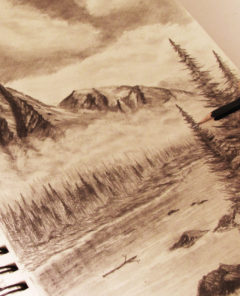 Realistic Mountain Landscape Drawing How To Draw - Mountains In The Mist W/ Commentary - Youtube